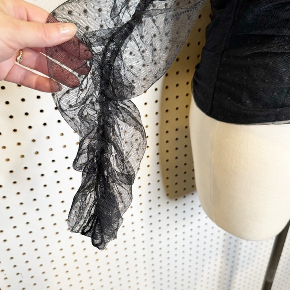 Maeve by Anthropologie | NWT Puffed Sheer-Sleeved Blouse in Black Sz. XL - Picture 7 of 13